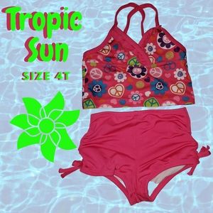 Tropic Sun Girls Pink Bathing Suit Size 4T